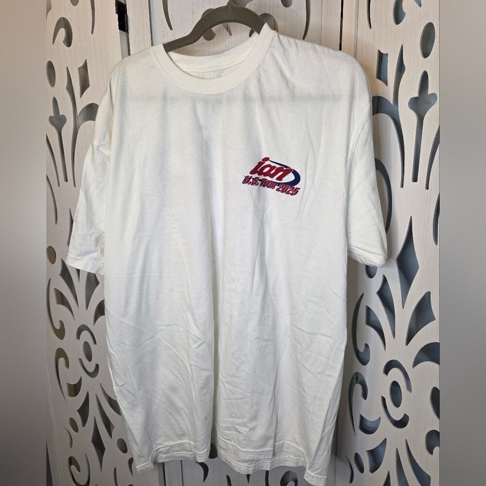 Ian US Tour 2025 T Shirt White Graphic Tee Double Sided Concert Tour Dates XXL